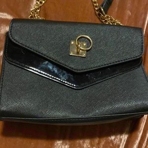 Black crossbody bag with adjustable chain strap